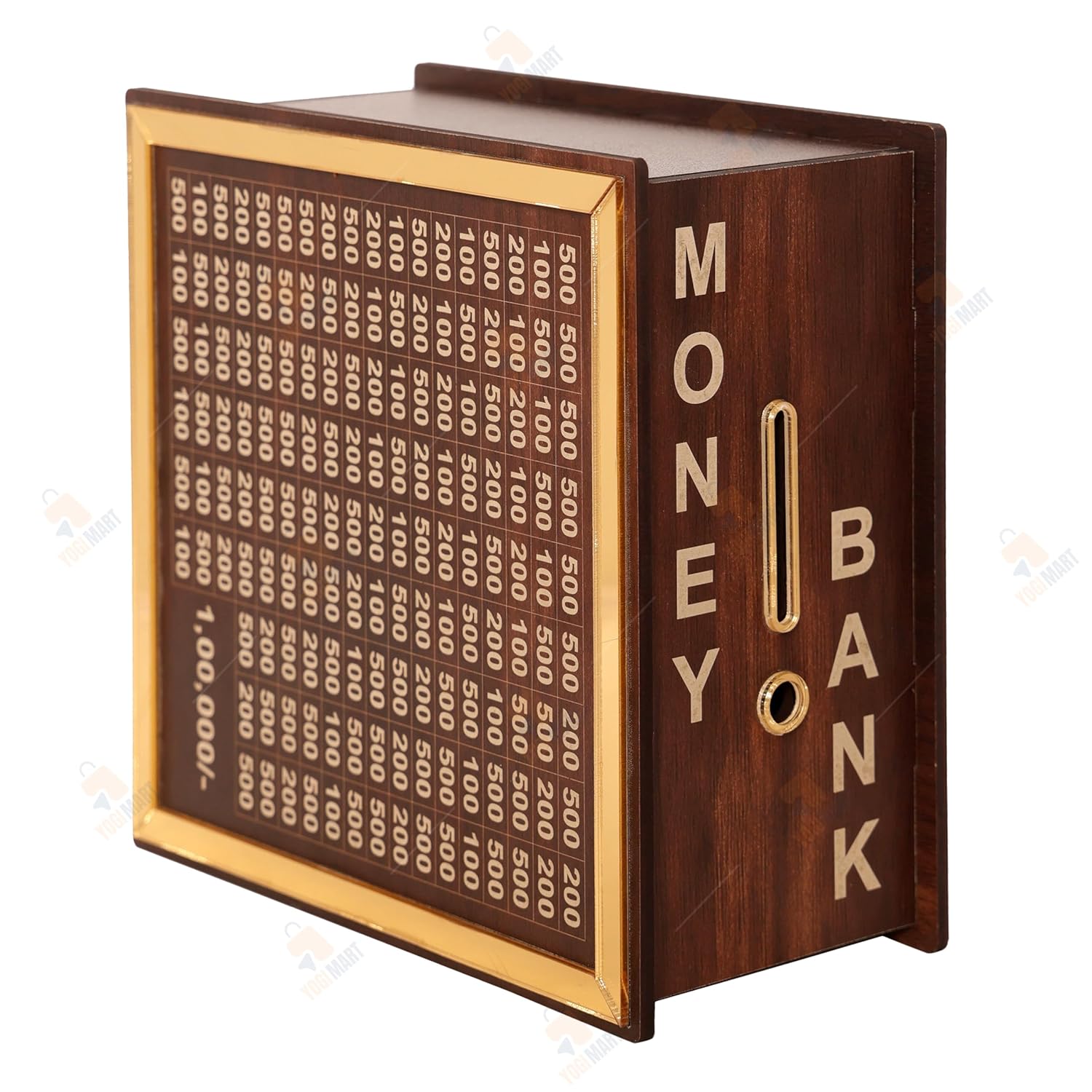Wooden Money Saving Box for ₹1 Lakh Goal – Piggy Bank for Adults & Kids