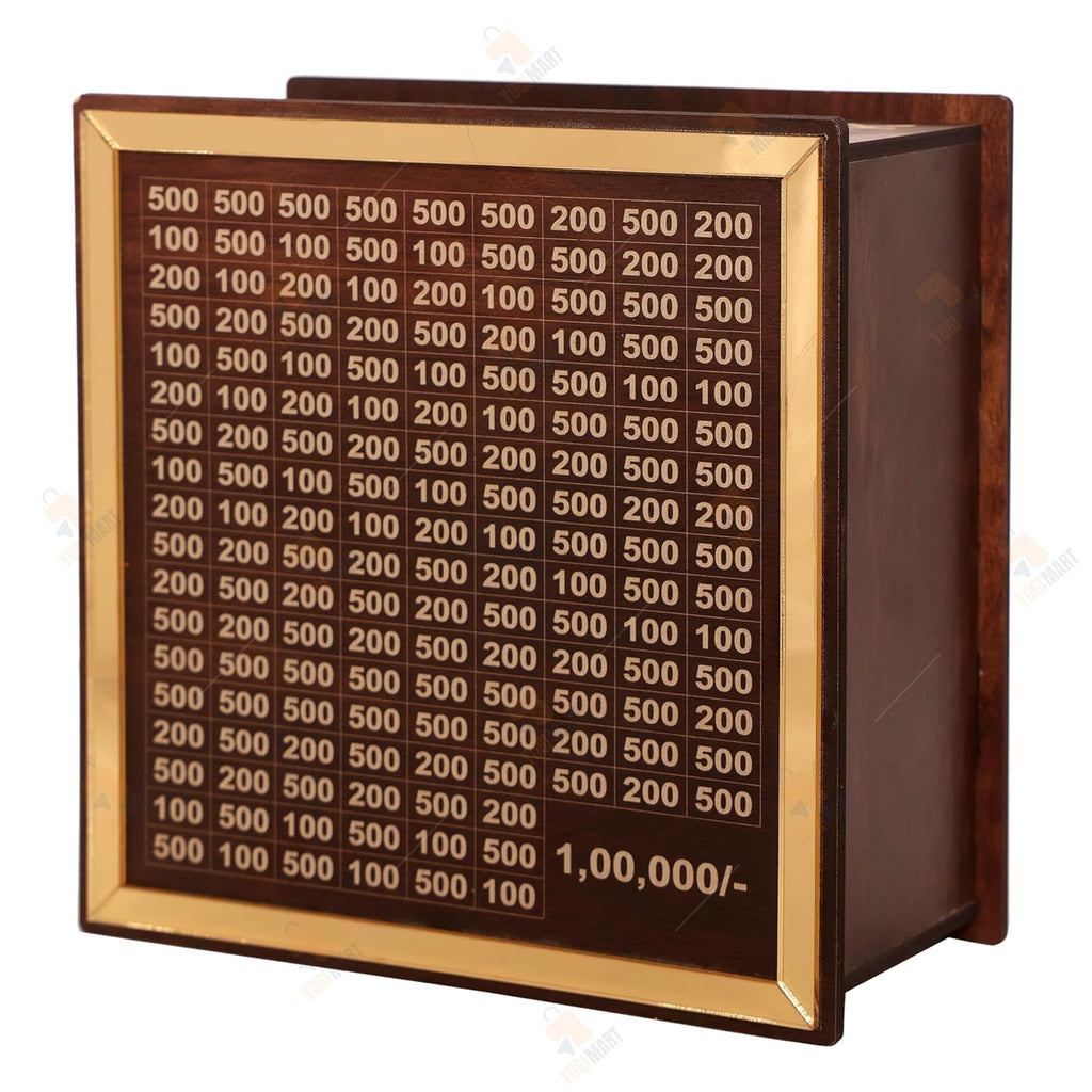 Wooden Money Saving Box for ₹1 Lakh Goal – Piggy Bank for Adults & Kids